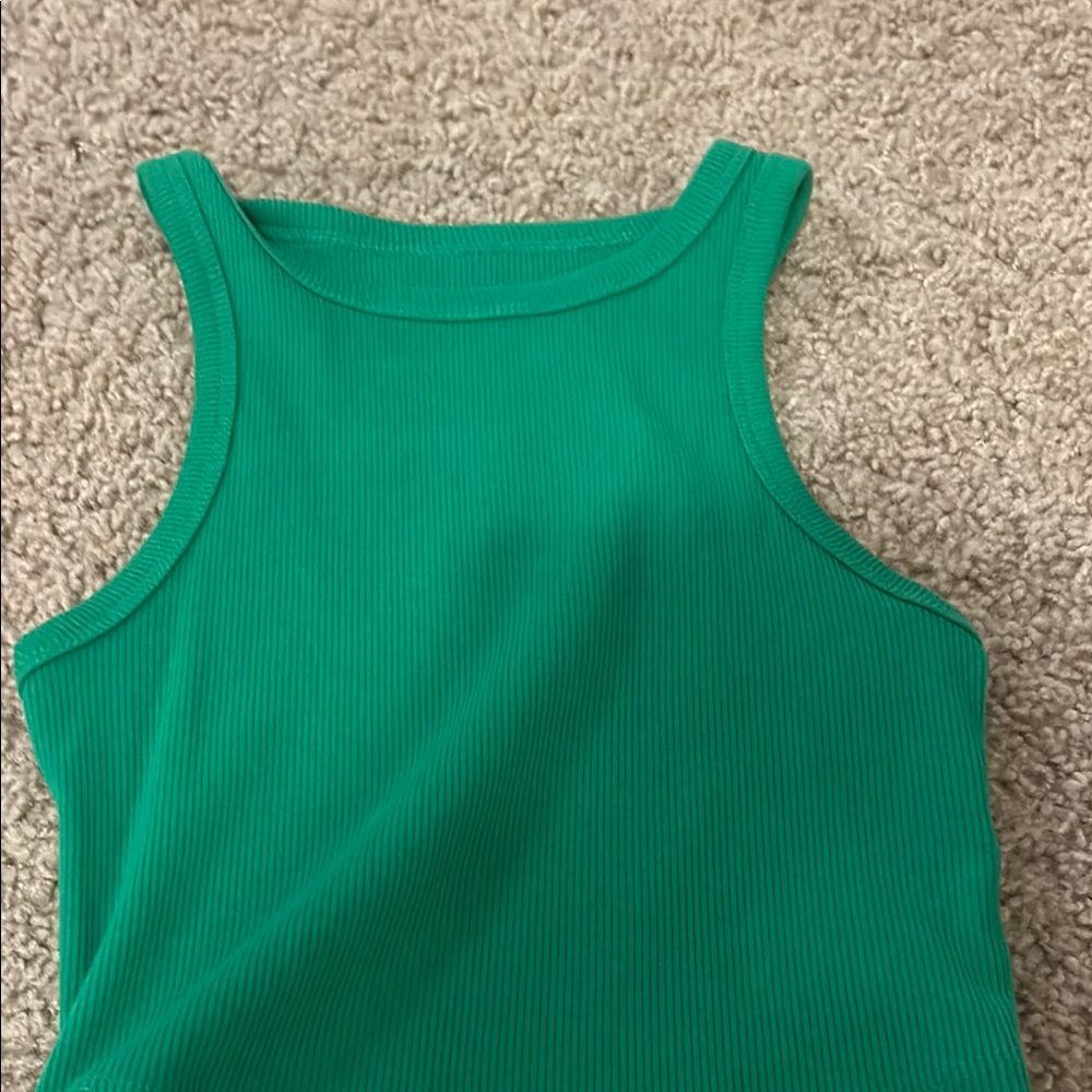 Green Ribbed Tank Top
